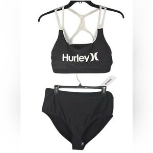 Hurley Black & White Bikini Set(Size 1x/3X)
